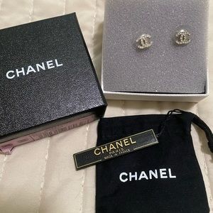 Chanel Crystal logo earrings